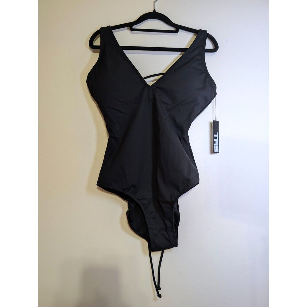 TA3 NWT Plungey Black Corset Back Sculpting One Piece Swimsuit XL Reg/Long - Picture 3 of 6